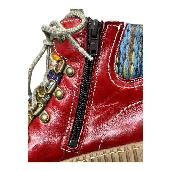 Josef Seibel Maren Women's 38 7.5-8 Bootie Leather Ankle Boot Red Warm Comfort - Picture 13 of 16